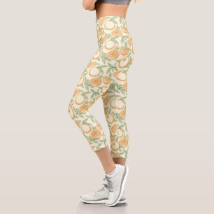 Leggings Capri Patrón clásico de fruta Naranja