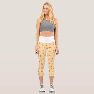 Leggings Capri Patrón continuo de concha de mar y estrella de mar