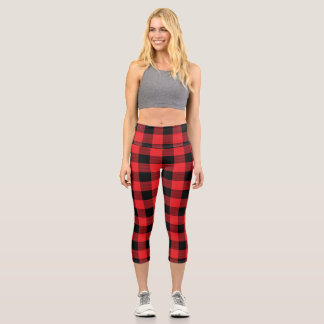 Leggings Capri Patrón continuo de cuadros de leñador