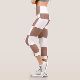 Leggings Capri Patrón controlado en blanco y mousse de mocha