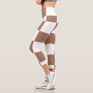 Leggings Capri Patrón controlado en blanco y mousse de mocha