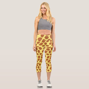 Leggings Capri Patrón cutáneo de jirafa amarilla