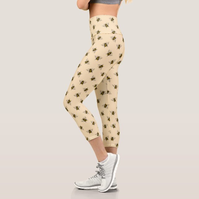 Leggings Capri Patrón de abejas reina (Izquierda)