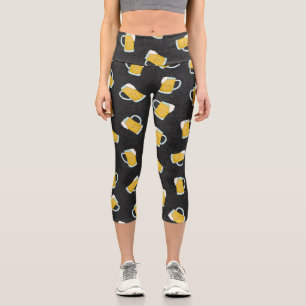 Leggings Capri Patrón de acero de la cerveza de color negro amari