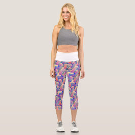 Leggings Capri Patrón de Acuarela Capri de Cintura Alta