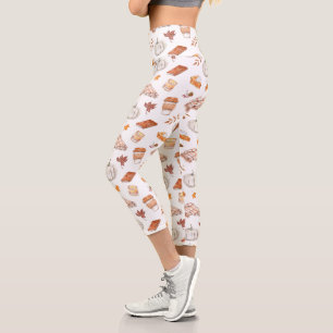 Leggings Capri Patrón de acuarela de Cozy Autumn Essentials