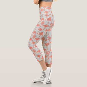 Leggings Capri Patrón de árbol de palma de Pastel