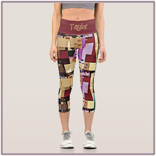 Leggings Capri Patrón de arte abstracto colorido y moderno