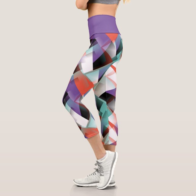 Leggings Capri Patrón de arte de mosaico geométrico con abstracto (Izquierda)