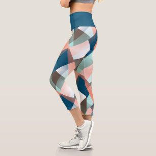 Leggings Capri Patrón de arte de mosaico geométrico de la cader