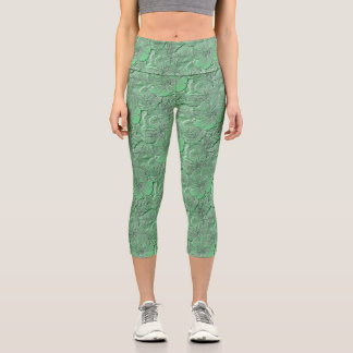 Leggings Capri Patrón de arte natural de las flores de margarita