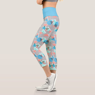 Leggings Capri Patrón de arte Rubor Pink 50 de color azul verde m