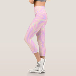 Leggings Capri Patrón de aspecto holográfico rosa femenino