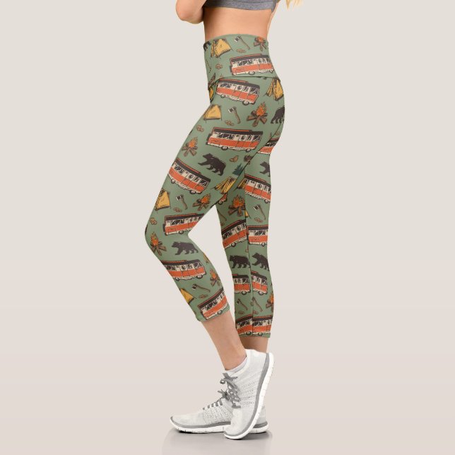 Leggings Capri Patrón de aventuras de los Campamentos Domésticos (Izquierda)