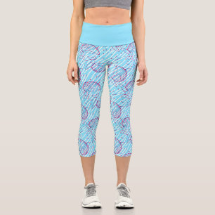 Leggings Capri Patrón de ballena azul