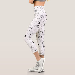 Leggings Capri Patrón de bandeja de pintura negra