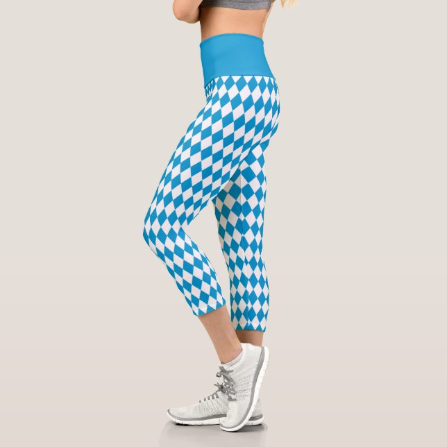Leggings Capri Patrón de bandera bávara Oktoberfest (Izquierda)
