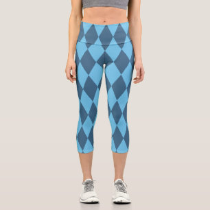 Leggings Capri Patrón de bandera en rombo de Baviera Azul