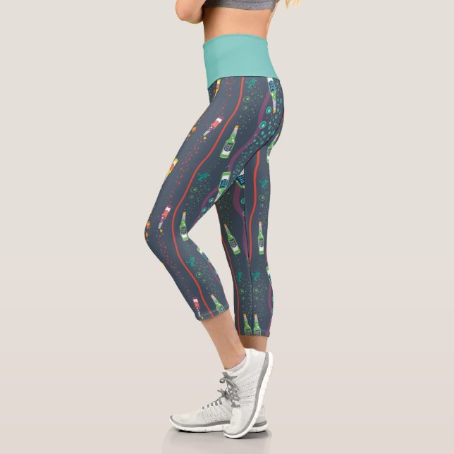 Leggings Capri Patrón de bebida de levadura de fizzy (Izquierda)