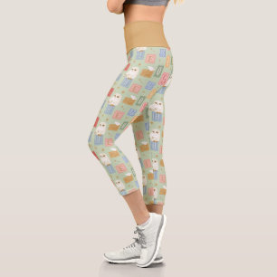 Leggings Capri Patrón de bloque de letras de Hedwig Post