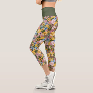 Leggings Capri Patrón de bordado floral TWEETY™