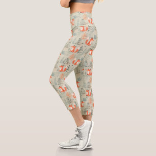 Leggings Capri Patrón de bosque de bosques de la cadena Cute Dood