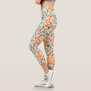 Leggings Capri Patrón de Bouquet de jardín colorido