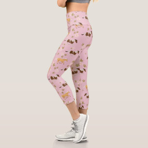 Leggings Capri Patrón de caballo floral vintage