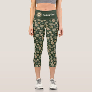 Leggings Capri Patrón de cachemira de ciprés