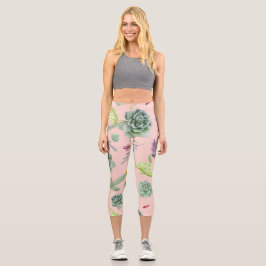 Leggings Capri Patrón de cactus 8