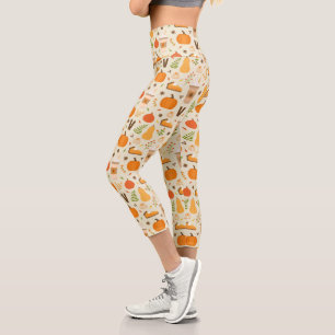 Leggings Capri Patrón de caída del Naranja divertido