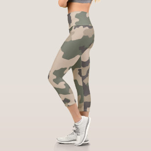 Leggings Capri Patrón de Camo Verde