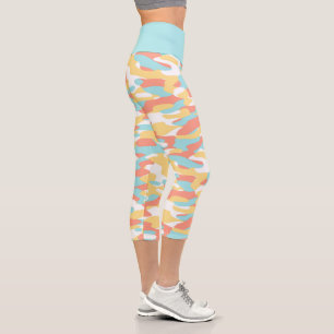 Leggings Capri Patrón de camuflaje azul de la luz azul de la luz 