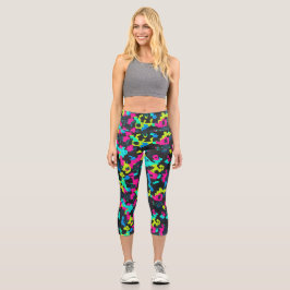 Leggings Capri Patrón de Camuflaje Neon