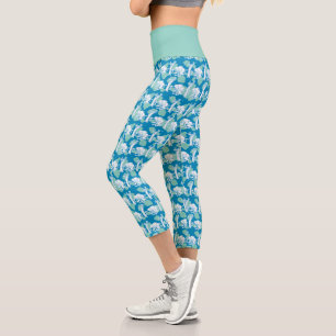 Leggings Capri Patrón de caracteres azul de comadreja y baboon
