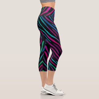 Leggings Capri Patrón de cebra de Neon Noir