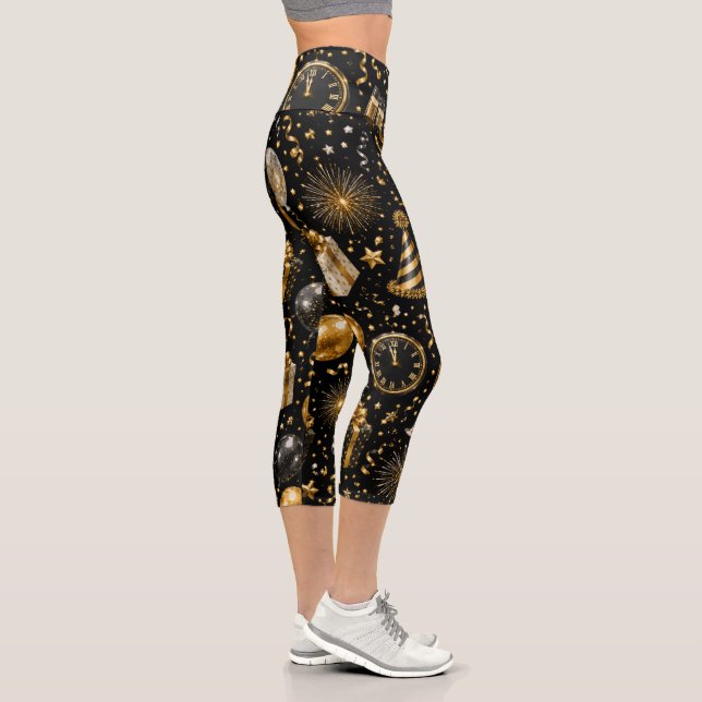 Leggings Capri Patrón de Celebración de Año Nuevo de Lujo (Derecha)