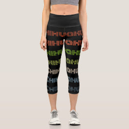 Leggings Capri Patrón de Chihuahua arco iris retro