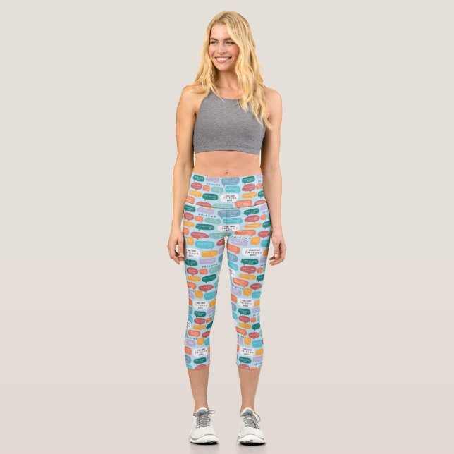 Leggings Capri Patrón de citas de AMIGOS™ (Anverso)