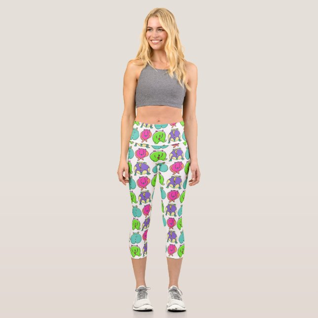 Leggings Capri Patrón de colisiones coloridas (Anverso)