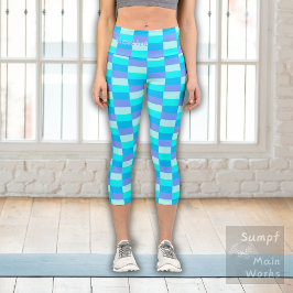 Leggings Capri Patrón de color azul neón