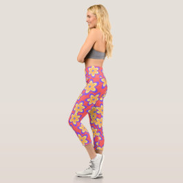 Leggings Capri Patrón de color floral boho