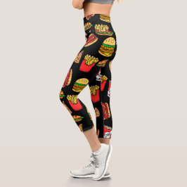 Leggings Capri Patrón de comida rápida