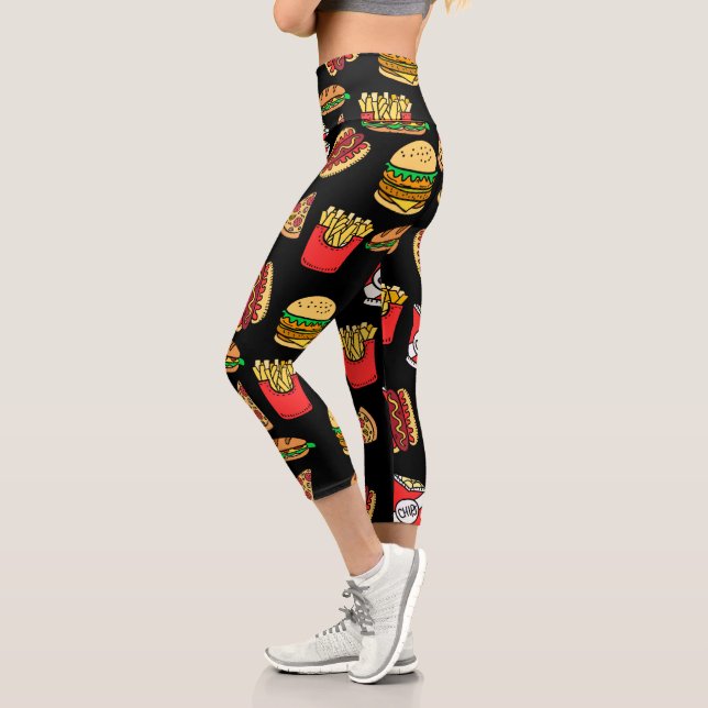 Leggings Capri Patrón de comida rápida (Izquierda)
