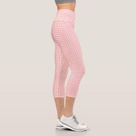 Leggings Capri Patrón de comprobación de Gingham rosa Rubor