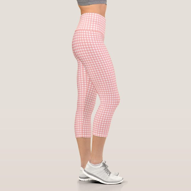 Leggings Capri Patrón de comprobación de Gingham rosa Rubor (Derecha)