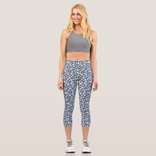 Leggings Capri patrón de conchas de mar (Anverso)