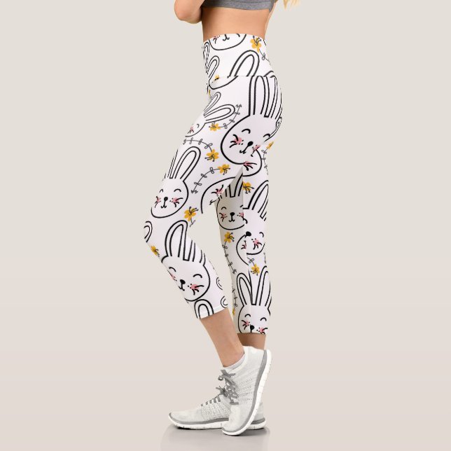 Leggings Capri Patrón de conejo (Izquierda)