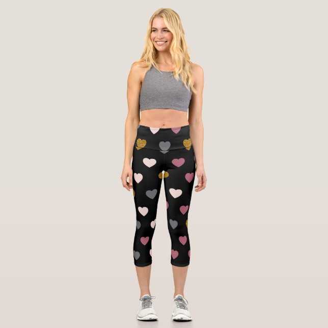 Leggings Capri Patrón de Corazones 30 (Anverso)