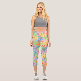 Leggings Capri Patrón de Corazones de Vela - SFW